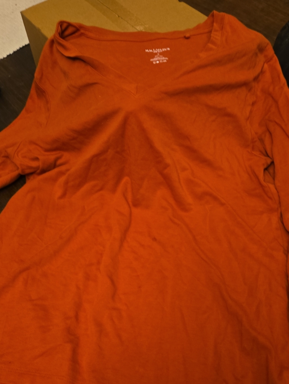 MM lafluer Women's Burnt Orange V-Neck Shirt